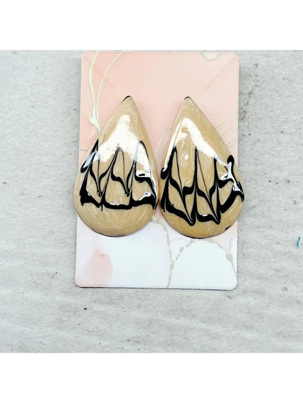 882mc. Goldtone Enamel Earrings Huge